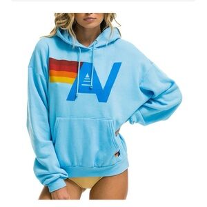 Aviator Nation Logo Relaxed Pullover Hoodie Sky